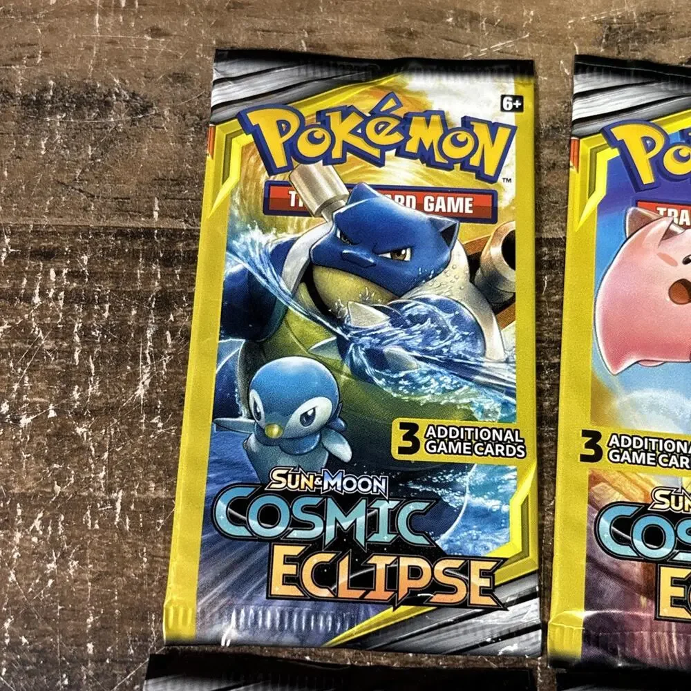 4x Pokemon Sun Moon Cosmic Eclipse 3 Card Mini Booster Packs Art Set 2019 Sealed